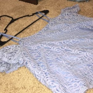 Jessica Simpson- baby blue off-shoulder top